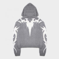 Pull à capuche en mohair tricoté sur mesure pour homme, coupe oversize, motif jacquard, anti-plis, anti-boulochage, col rond