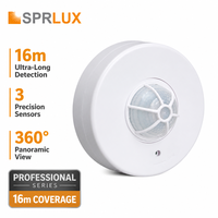 Détecteur de mouvement infrarouge à montage au plafond avec détection à 360°, portée de 16 m, interrupteur automatique marche/arrêt pour le contrôle des lumières LED, utilisation à domicile ou au bureau