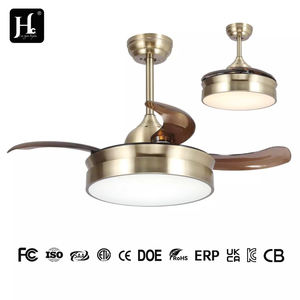 Ventilateur de plafond moderne doré avec lumière et télécommande, pales en ABS pliables et rétractables, lampe décorative à LED RGB - Product Image 4