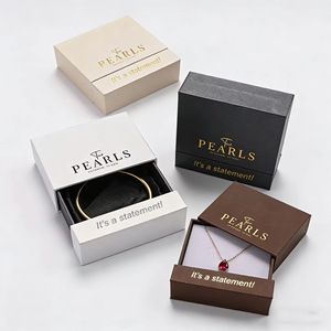 EQ Modern Luxury <b>Plastic</b> Satin Rectangle Fashionable Graduation Jewelry <b>Display</b> <b>Box</b> Custom Logo Sliding Drawer for Rings - Product Image 1