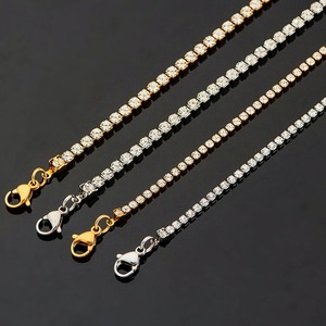 Collier tennis en zircone avec chaîne maille forçat 2mm/3mm, ras-de-cou sexy en acier inoxydable plaqué or 18K, bijoux de mariage pour femme - Product Image 2