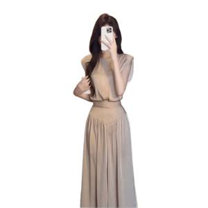 Conjunto de Dos Piezas para Mujer, Top Sin Mangas de Gasa, Pantalones Anchos de Cintura Alta, Color Sólido, Estilo Casual 079 - Product Image 3