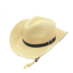 Sombrero de vaquero occidental de verano al por mayor, de ala ancha, de paja a rayas, para playa, viajes, pesca, uso casual al aire libre, moldeable con cinturón - Product Image 3