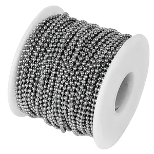 Vente en gros de chaîne de perles en acier inoxydable chaîne de rideau étiquette collier de bijoux en métal accessoires de bricolage bobine de chaîne à billes