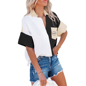 Top vendita vacanza <span class=keywords><strong>donna</strong></span> <span class=keywords><strong>camicia</strong></span> di grandi dimensioni tessuto ampio Fit camicie eleganti per le signore personalizzato serigrafia Logo - Product Image 3