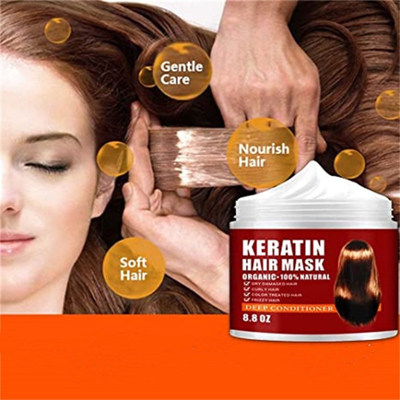 Vitamine Keratin Haarmaske Deep Conditioner Reparatur für trocken geschädigtes und glattes Haar mit Rizinusöl