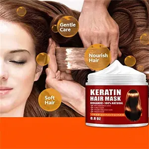 Vitaminler Keratin saç maskesi derin kremi onarım kuru hasarlı ve pürüzsüz saç hint yağı ile