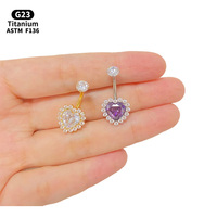 Getta ASTM-F136 Titanium Zircon Opal Nombril Body Jewelry Belly Button Rings for Wedding Engagement Party Gift