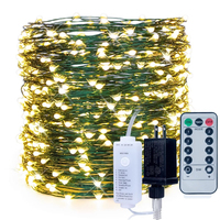 Guirlande lumineuse de Noël flexible et invisible avec fil vert, blanc chaud 3000K, télécommande, 200M, 2000 LED, IP44