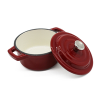 Casserole en fonte émaillée personnalisée Bright Houseware, design mignon et écologique, diamètre du couvercle 10 cm, compatible avec toutes les cuisinières