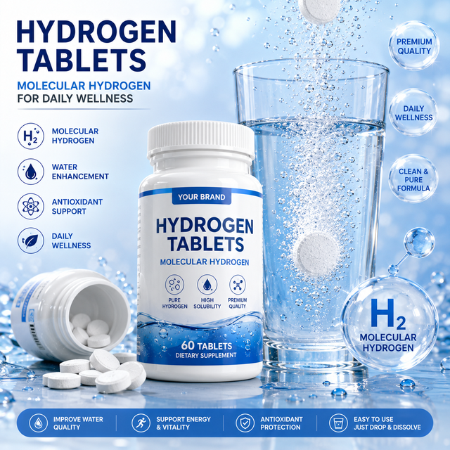 Hydrogen Water Effervescent Tablets Molecular Hydrogen Supplement Daily Wellness OEM Private Label Bulk Supply