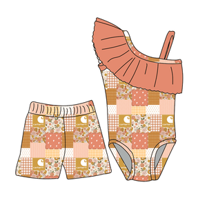 Flower Summer Style Swimsuit Sleeveless Sleeved Round Neck Cartoon Printed <strong>Shorts</strong> Beach Swimwear For Toddler - Product Image 3