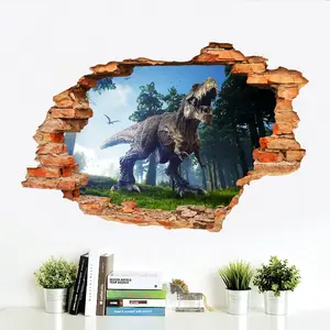 3D Tyrannosaurus 벽 스티커 멋진 공룡 벽화 거실 침실 TV 소파 배경 스티커