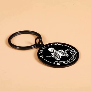 Porte-clés crâne décor drôle squelette pour autant que je sache, je suis délicieux porte-clés collègue sarcastique cadeau crâne pendentif porte-clés - Product Image 2