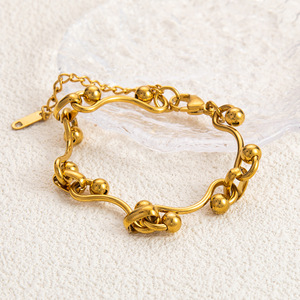 Pulsera de Cadena Cubana de Acero Inoxidable con Baño de Oro de 18K, Estilo Europeo Americano, Joyería para Mujer - Product Image 2
