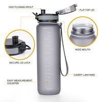 UZSPACE 32oz 1000ml Usine En Gros Promotionnel Logo Personnalisé Tritan Sans Bpa Durable Étanche Flip Couvercle Bouteille D'eau En Plastique