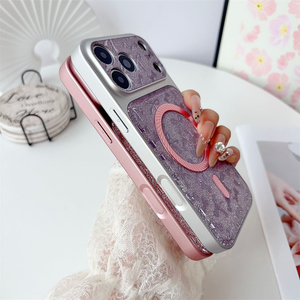 Funda Magnética de Lujo con Lazo de Purpurina Arcoíris para iPhone 18 17 16 15 Pro Max, con Relieve Brillante y Cubierta Trasera con Degradado Láser - Product Image 3