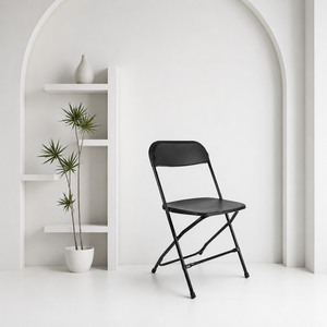 Black Plastic Folding Chair with Flat Back Modern Design Durable & Lightweight for Outdoor Use School & Park Applications - Product Image 1
