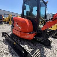 Mini-excavatrice sur chenilles Kubota U55-4 d'occasion, d'origine japonaise, 5 tonnes, avec cabine complète et lame de bulldozer, faible nombre d'heures de travail