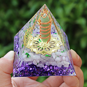 <b>Crystal</b> <b>Chip</b> Pyramid Resin Epoxy Craft Desktop Ornament Home Decoration Green Aventurine White <b>Crystal</b> Collection Gift - Product Image 4