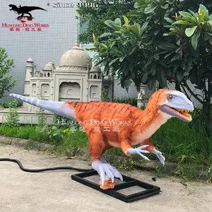 Modelo de dinosaurio animatronic interior con pluma dinosaurio de plumas hecho a mano