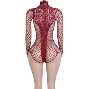 Combinaison string tendance à jambes très échancrées, finition brillante, tenue de danse exotique, vêtements de performance pour femme, ensemble rave, tenues de soirée en résille - Product Image 6
