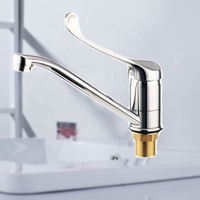 Robinet de lavabo médical moderne à trou unique, finition chromée brillante en cuivre, poignée unique, montage sur plan, garantie 5 ans, noyau de valve en céramique