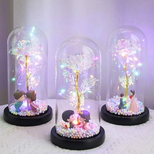 Hot Selling LED <b>Light</b> <b>Rose</b> Flower Gifts Artificial <b>Rose</b> in Glass Dome Perfect Gift for Mother's Day Weddings - Product Image 5