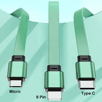 Câble de Charge USB Rétractable Multiple 3-en-1, Cordon de Charge Multifonction en Bambou Écologique pour Cadeau et Téléphone