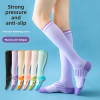 Chaussettes de sport en nylon pour femmes - Absorbantes, antidérapantes, respirantes, anti-odeurs, chaussettes de compression pour mollets, pour la course à pied, le yoga, le saut à la corde