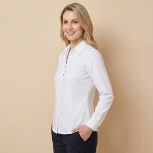 <strong>White</strong> <strong>Shirt</strong> Collar Blouse | Slim Fit Long Sleeve Cotton <strong>Shirt</strong>, Tailored Women's Button-Down Top - Product Image 2
