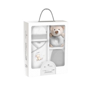 Moderno Set di abbigliamento per bambini in cotone 100% per bambini 4 pezzi neonato (0-6 mesi) include pantaloni a sonaglio camicia cappello-grigio - Product Image 1