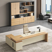 Ensemble de bureau et chaise de direction convertible en bois massif pour la maison, le bureau et l'hôtel, design moderne et minimaliste