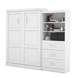 Ensemble de chambre à coucher sur mesure GIVANSSIE en bois de sapin, luxe moderne, avec lit intelligent, armoire et lit mural escamotable Murphy avec rangement, garantie 3 ans - Product Image 1