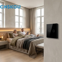 Interrupteur mural tactile WiFi 3 gangs étanche 10A avec panneau en verre trempé rétro, compatible Alexa/Google Home et Smart Life