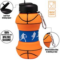 Bouteilles d'eau de basketball, tasses pliables, en silicone, qualité alimentaire FDA/LFGB, écologiques, faciles à nettoyer, pour sport, fêtes, joueurs et amateurs