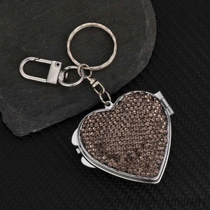 Crystal Heart -Shaped Compact <b>Mirror</b> Metal Folding <b>Pocket</b> <b>Mirror</b> Keychain Portable Mini Makeup <b>Mirror</b> Elegant Keyring for Women - Product Image 5