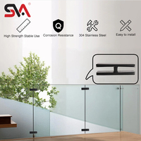 SVA-138 en gros en acier inoxydable sans trous verre en acier inoxydable 180 degrés verre à verre balcon balustrade pince