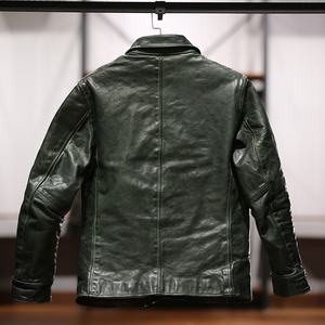 جاكيت جلد حصان مخصص شمعي زيتي خضري مبطن للجنسين جاكيت جلد براكمان بألوان تراثية - Product Image 2