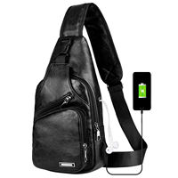 Nouveau Sac de Poitrine Homme 2026 avec Port USB, Sac Bandoulière Croisé en PU, Fermeture Éclair, Design Simple, Polyvalent et Élégant