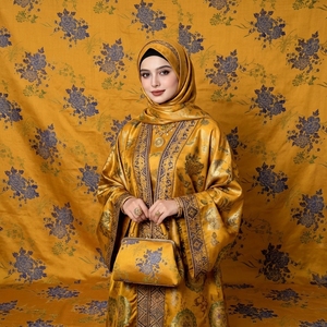 Abaya Thobe pour femmes musulmanes, tissu teint à la main 100% naturel, élégant et vintage, Xiangyunsha, art traditionnel chinois, hauts décontractés de luxe - Product Image 2