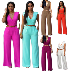 T Selling Femmes Sexy Sans Manches Bandage <span class=keywords><strong>Jumpsuit</strong></span> Avec Taille Haute Long Pantalon pour Gym Wlesale Romper Pantalon - Product Image 3