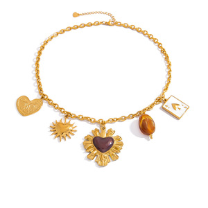 Collier pendentif cœur en acier inoxydable couleur or 18 carats, chaîne claviculaire pour femme, bijou cadeau - Product Image 5