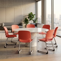 Chaise de bureau exécutive moderne en polypropylène (PP) à conception intégrée, ergonomique, empilable, forme simple et lisse, tube carré, pour bureau à domicile