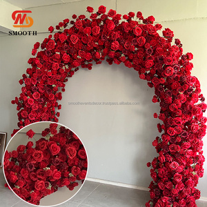 Wholesale High Quality Romantic <b>Red</b> Silk Rose Flower Arch <b>Hot</b> Selling Wedding Backdrop for Party Decorations - Product Image 1