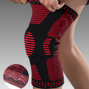 Genouillère de compression élastique en nylon tricoté antidérapante avec logo personnalisé et stabilisateurs latéraux - Product Image 4