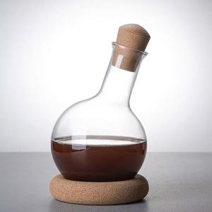 <span class=keywords><strong>Carafe</strong></span> à vin en verre borosilicate soufflé à la main, moderne et luxueuse, durable, avec bouchon et base, 1000 ml et 2000 ml - Product Image 5