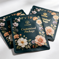 Sachet d'emballage personnalisé en aluminium Mylar imprimé en couleur florale, scellé sur 3 côtés, pour masques faciaux cosmétiques, EXW, faible MOQ