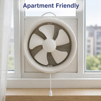 Ventilateur d'extraction compact blanc rond avec interrupteur à cordon, alimentation CA, faible bruit, pour usage domestique, salle de bain, cuisine, installation sur fenêtre