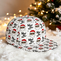 Gorra de Béisbol Unisex con Diseño Navideño de Santa Claus, Estilo Hiphop, 5 Paneles, Visera Plana, Cierre a Presión, Impresión Completa, Regalo de Navidad para Adultos